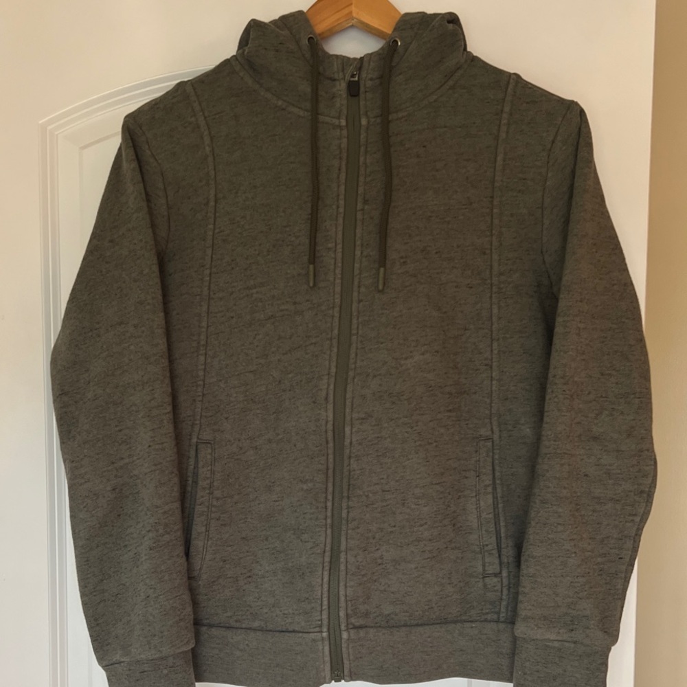 FIGS Heather Olive Zip front Hoodie with pockets